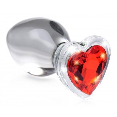 Red Heart Gem Glass Anal Plug - Large BTYS-AG432-LRG