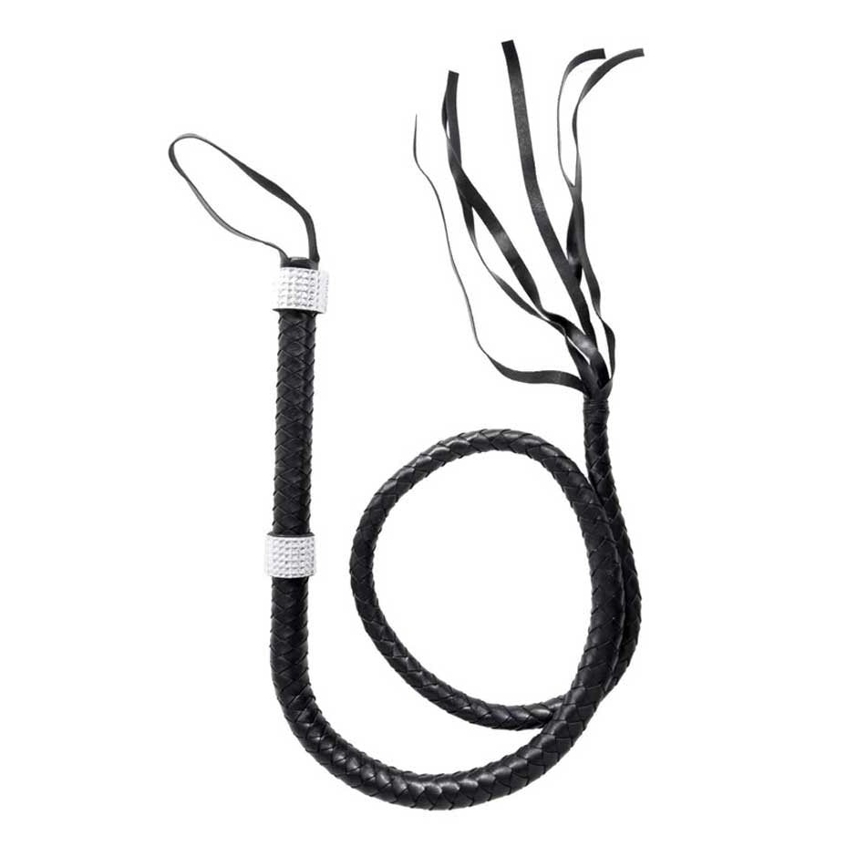 Rhinestone Handle Whip - Black LA-2626