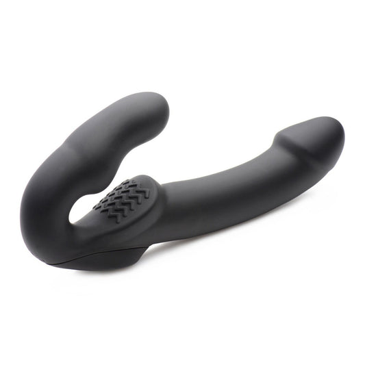 Evoke Rechargeable Vibrating Silicone Strapless Strap on - Black SU-AF624-BLK