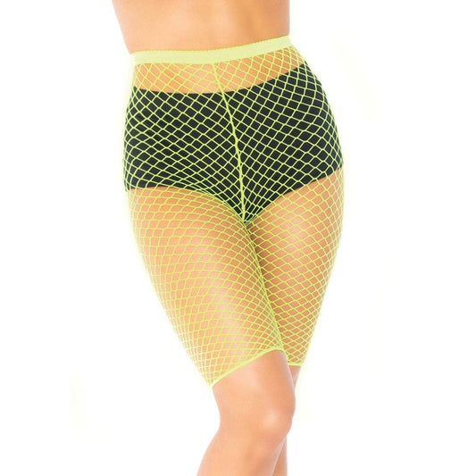 Industrial Fishnet Biker Shorts - One Size - Neon Yellow LA-8882NY