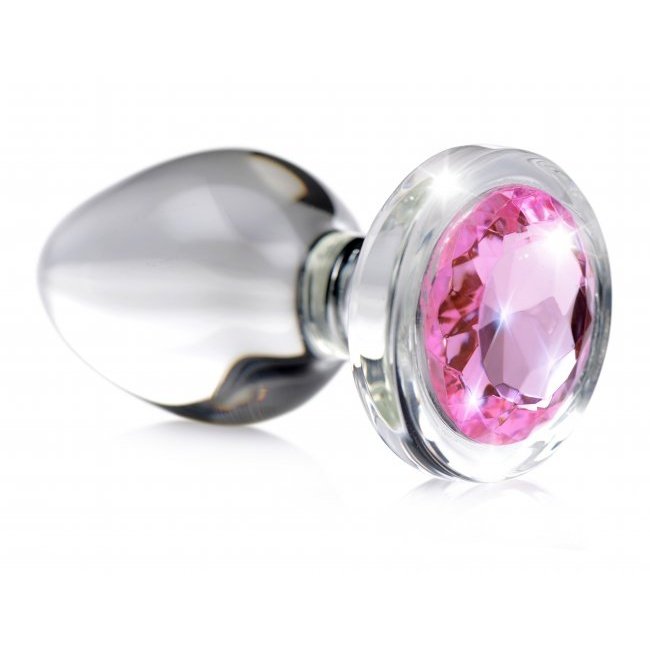 Pink Gem Glass Anal Plug - Small BTYS-AG430-SML