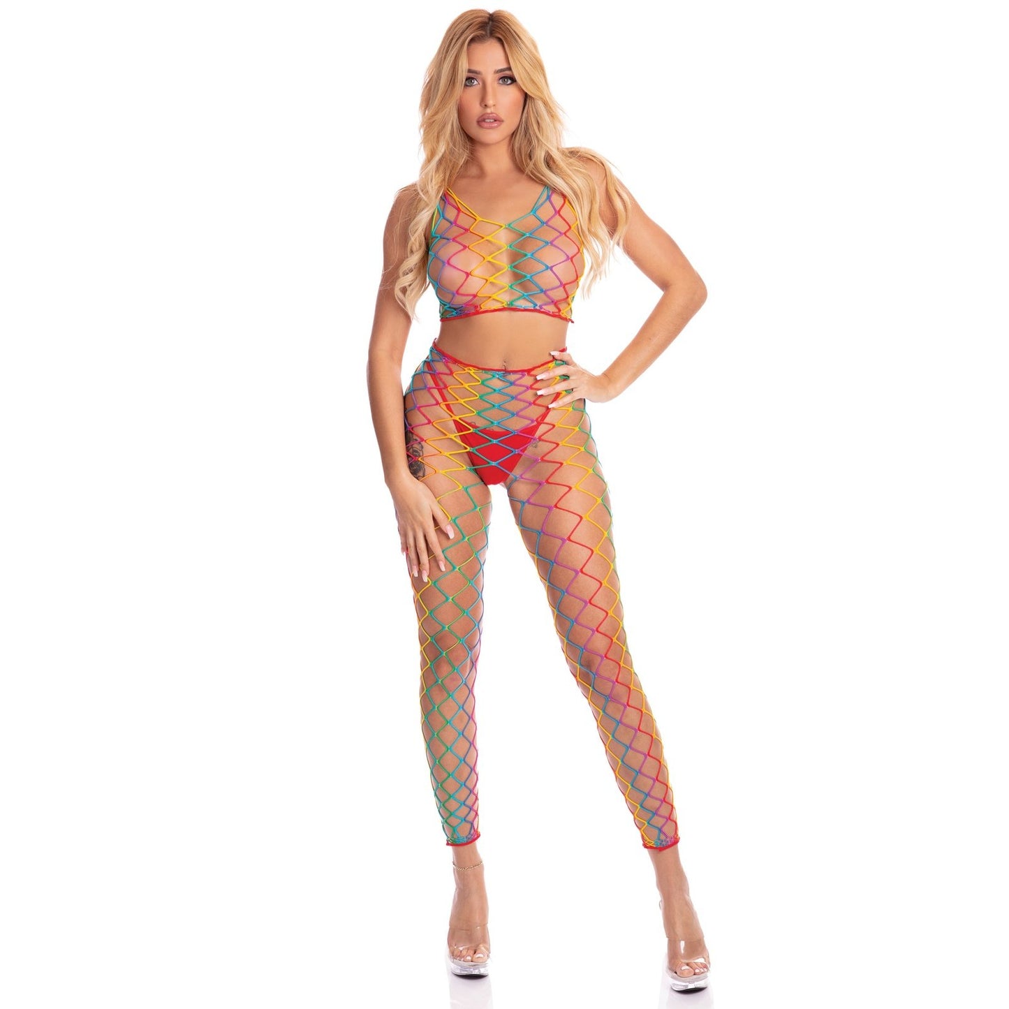 Roy G. Biv 2 Pc Bodystocking - One Size - Rainbow PKL-23078RNBOS