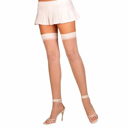 Sheer Thigh High - One Size - White EM-1725W