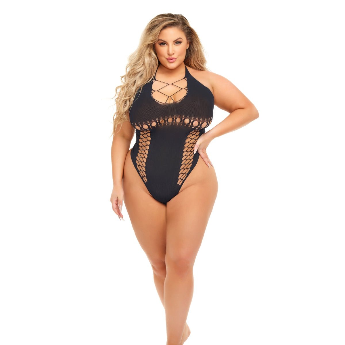 Hot Too Handle Bodysuit - Queen Size - Black PKL-20042XBLKQ