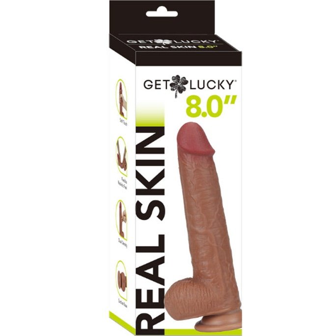 Get Lucky 8 Inch Real Skin Dildo - Light Brown TMN-GL-0664