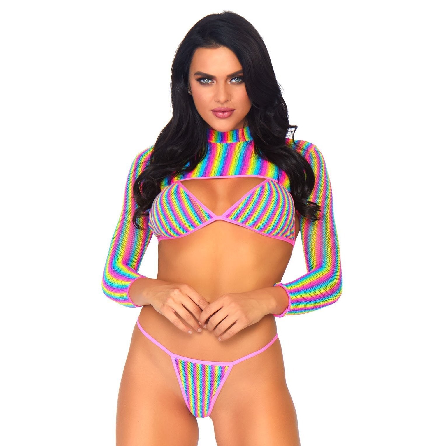 Rainbow Fishnet Top Set - One Size - Multi LA-81580