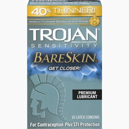 Trojan Sensitivity Bareskin Lubricated Condoms - 10 Pack TJ92674