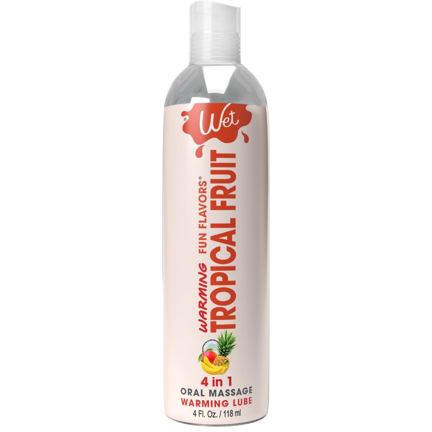 Wet Warming Fun Flavors - Tropical Fruit - 4 in 1  Lubricant 4 Oz WT20433