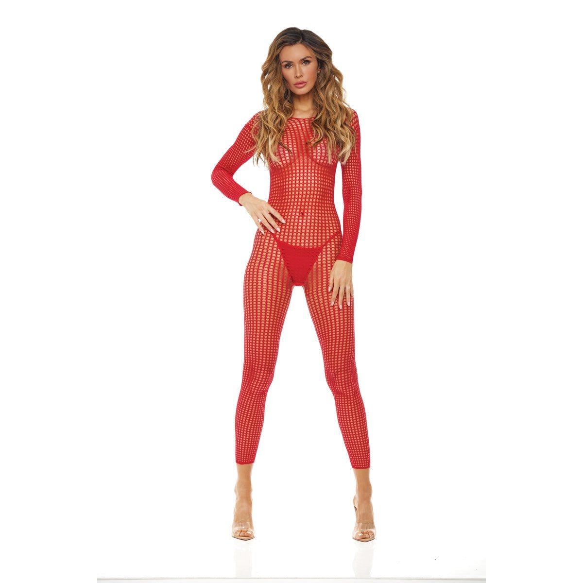 Crotchless Bodystocking - One Size - Red RR-7108REDOS