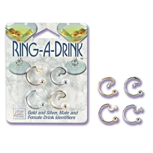 Ring a Drink Gold and Silver Male and Female Drink Identifiers SE2408002
