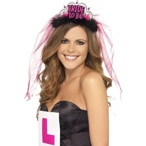 Bride to Be Tiara With Veil - Black FV-26837