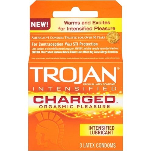 Trojan Intensified Charged Orgasmic Pleasure Condoms - 3 Pack TJ95701