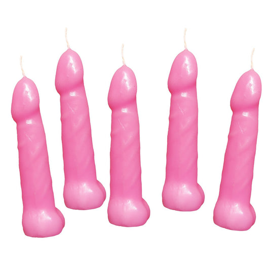 Bachelorette Pecker Party Pink Candles 5pk HTP3143