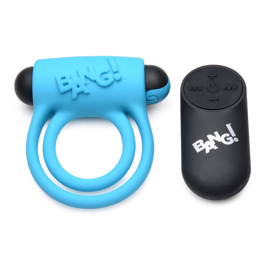 Bang - Silicone Cockring and Bullet With Remote Control - Blue BNG-AG572-BLU