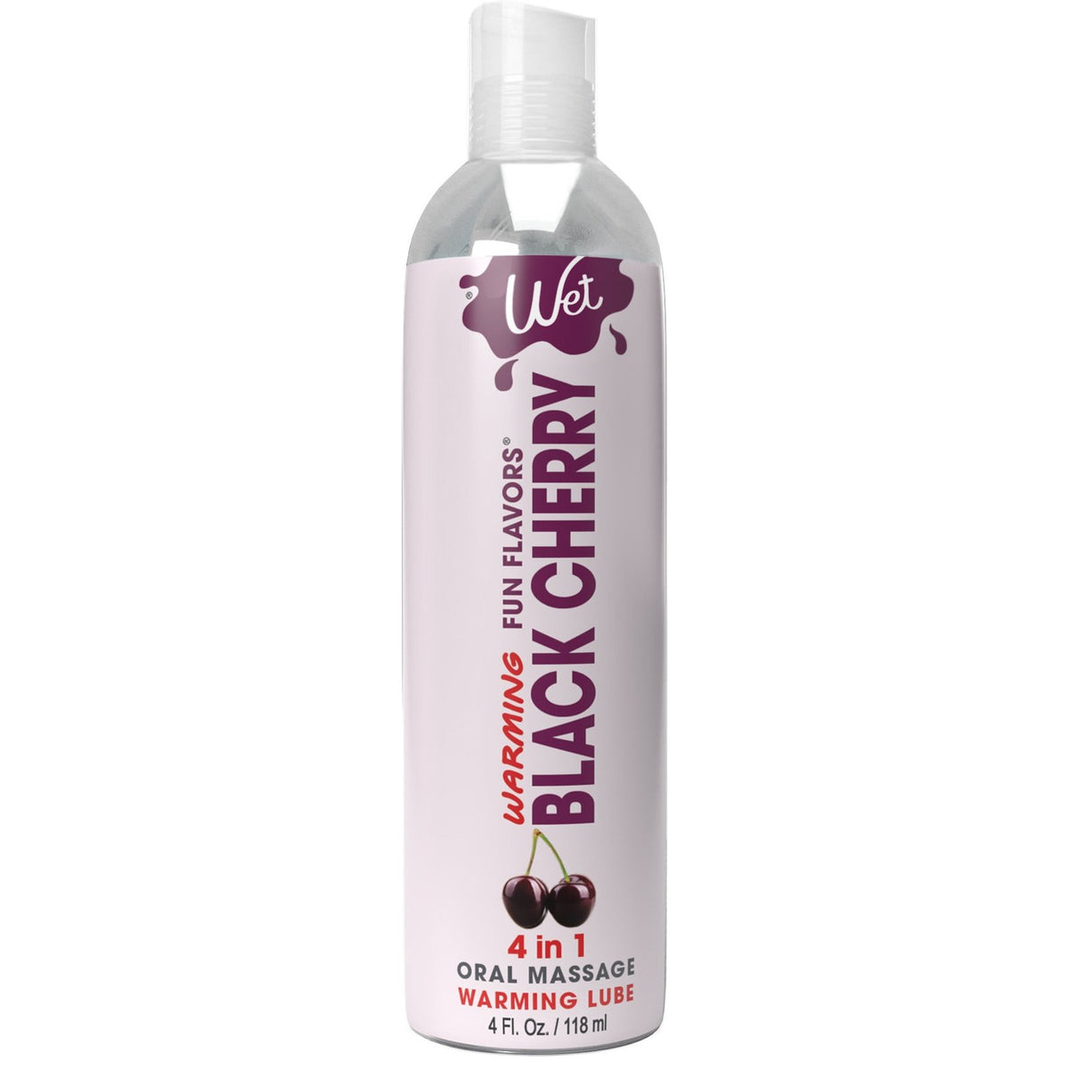 Wet Warming Fun Flavors - Black Cherry - 4 in 1  Lubricant 4 Oz WT20425