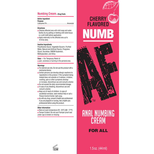 Numb Af - Anal Desensitizer Gel - Cherry -  1.5 Fl Oz LG-BT610