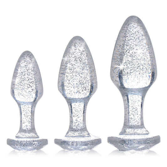 Glitter Gem Anal Plug Set - Silver BTYS-AG587-SIL