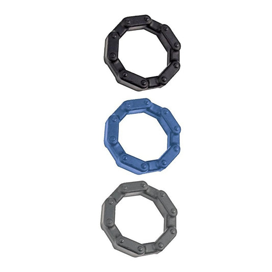 Anal-Ese Chainlink Cockrings - Black/blue/grey NW2940