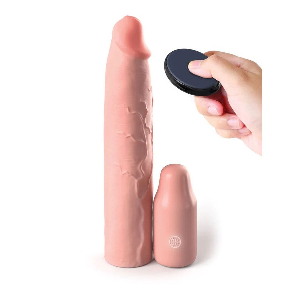 Fantasy X-Tensions Elite 9 Inch Sleeve Vibrating  3 Inch Plug With Remote - Light PD4155-21