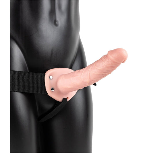 Vibrating Hollow Strap-on No Balls 8 Inch - Flesh SH-REA139FLE