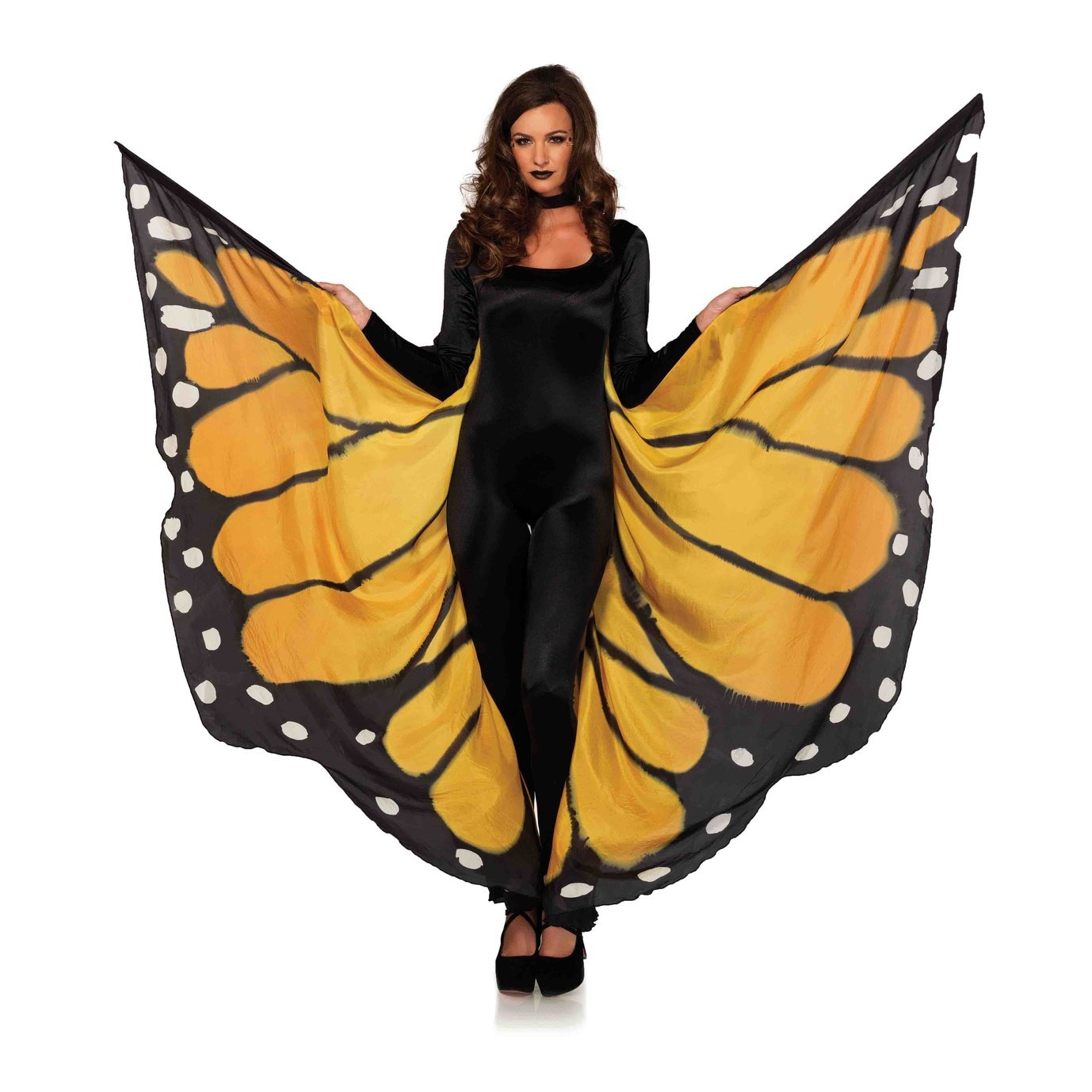 Festival Butterfly Wing Halter Cape - Orange/  - One Size - Black LA-A2782