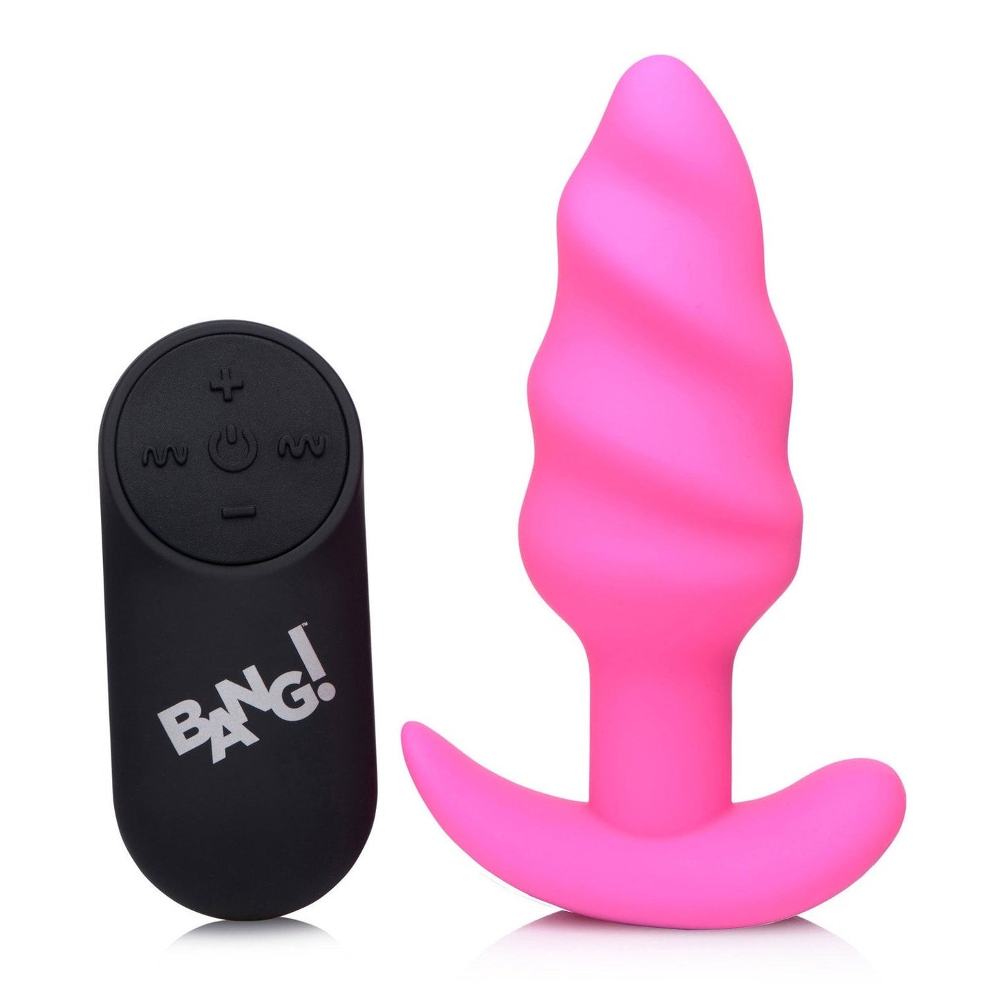 21x Silicone Swirl Plug With Remote - Pink BNG-AG564-PNK