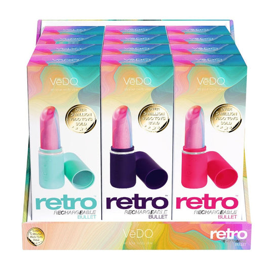 Retro Rechargeable Bullet Assort - 12 Pc Display VI-F1800