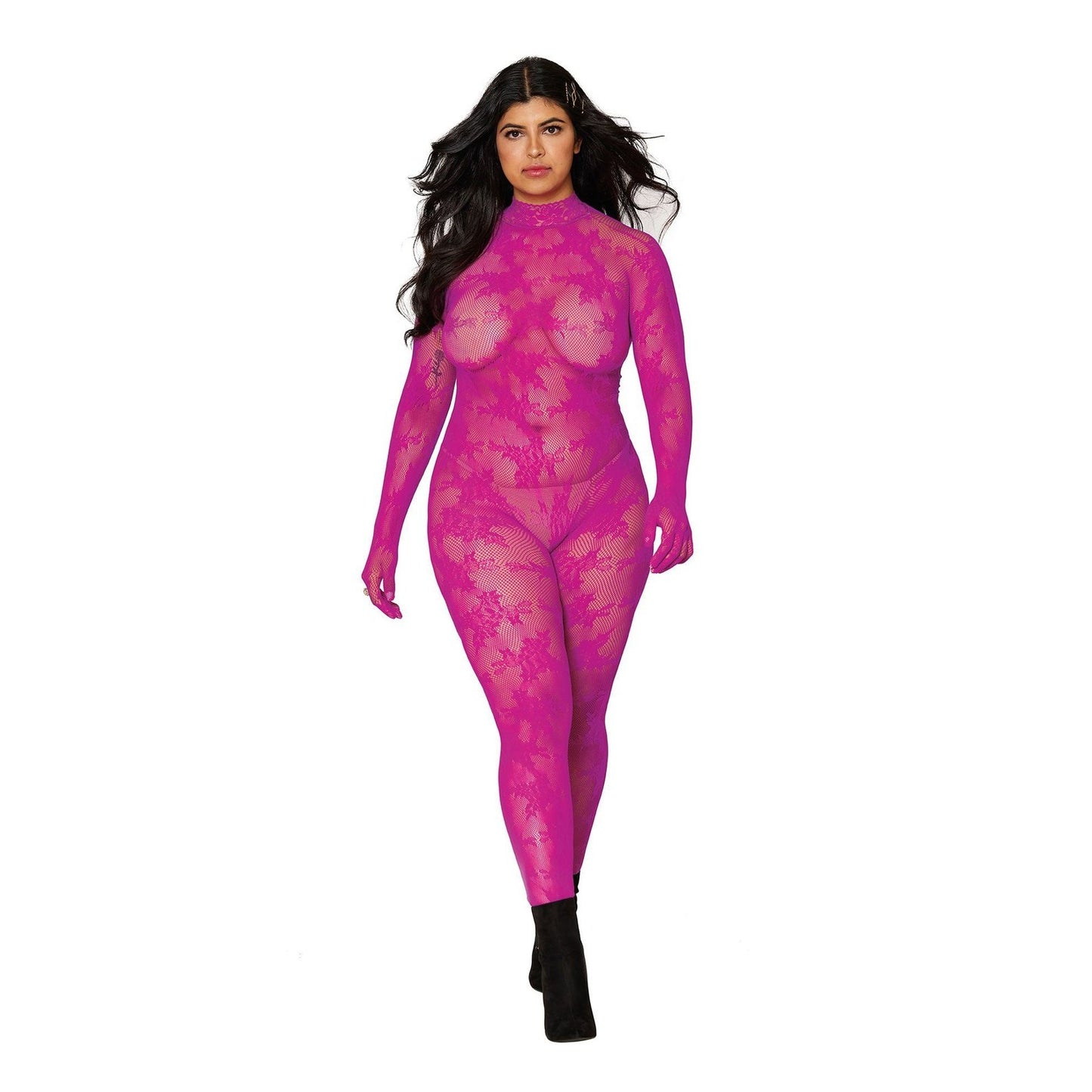 Bodystocking With Finger Gloves - Queen Size -  Azalea DG-0416AZAQ