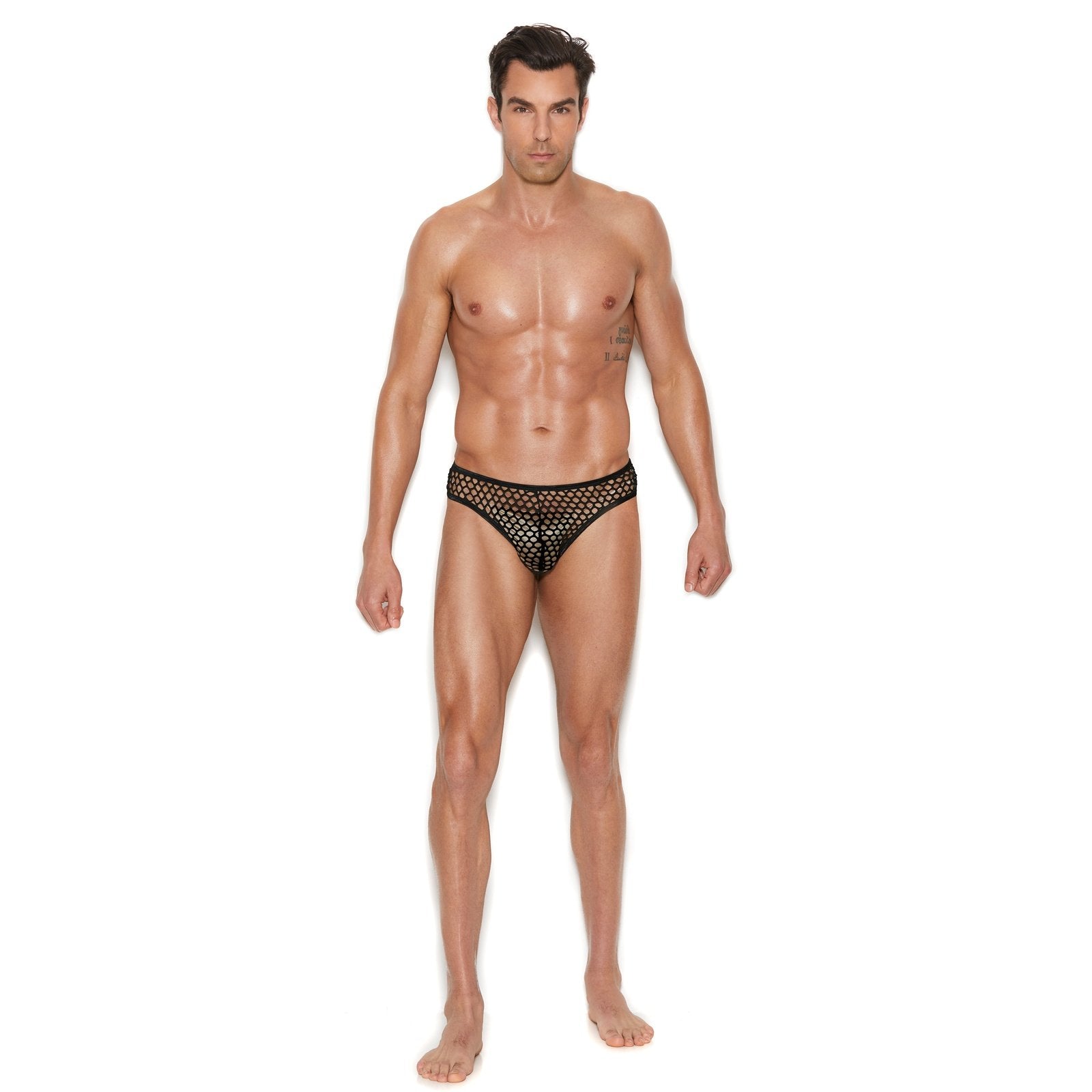 Men's Fishnet Thong Back Brief - Large/xlarge -  Black EM-82928BLKLXL