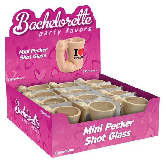 Bachelorette Party Favors - Mini Pecker Shot  Glass Display - 12 Piece PD7909-99D