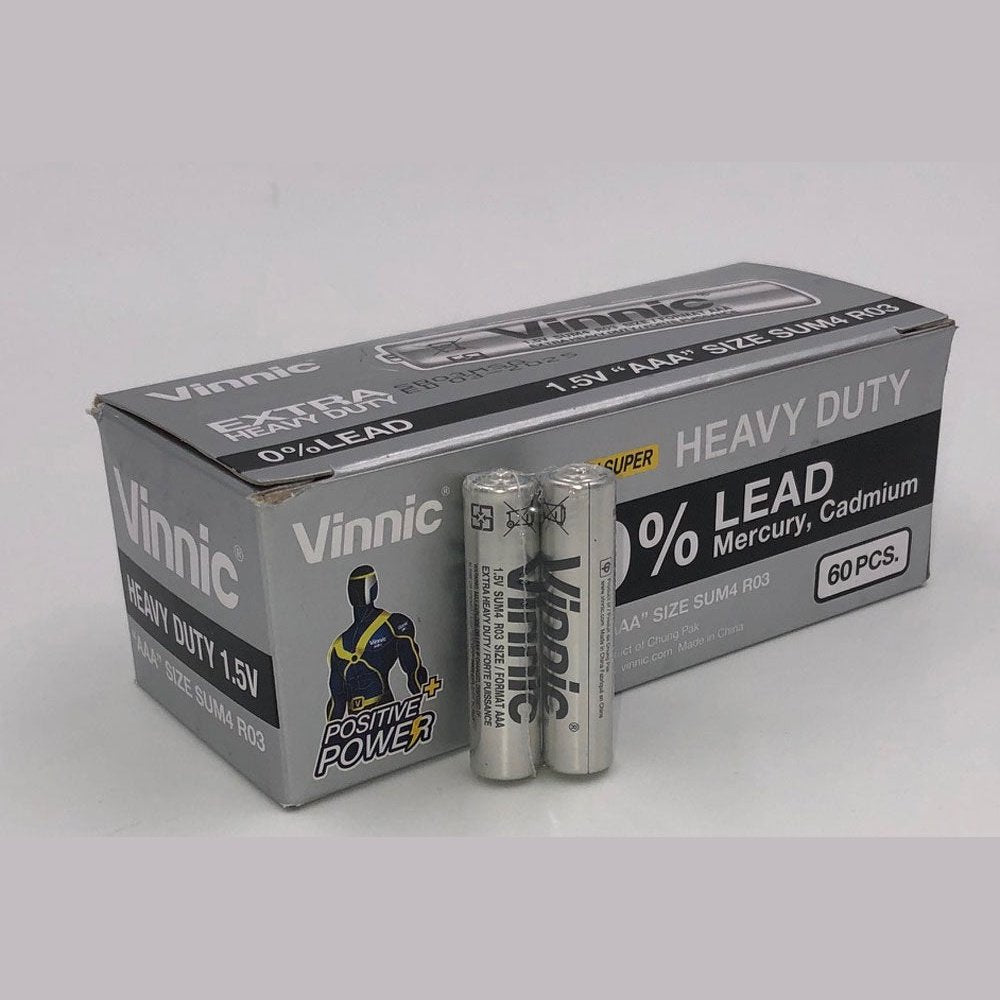 Vinnic Extra Heavy Duty AAA Batteries - 2 Pc./ Shrink Pk. - 60 Pcs. Box SR03MSG