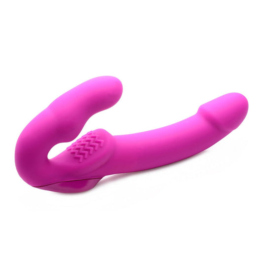 Evoke Rechargeable Vibrating Silicone Strapless Strap on - Pink SU-AF624-PINK