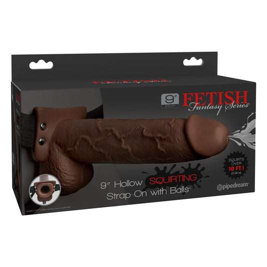 Fetish Fantasy Series 9 Inch Hollow Squirting Strap-on With Balls - Brown PD3398-29