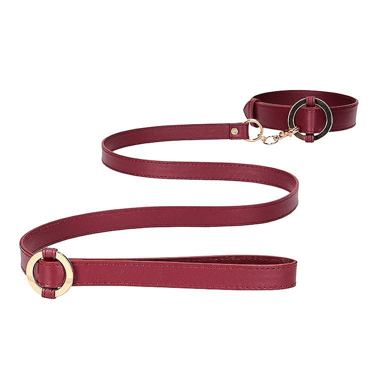 Ouch Halo - Collar With Leash - Burgundy OU-OU588BUR