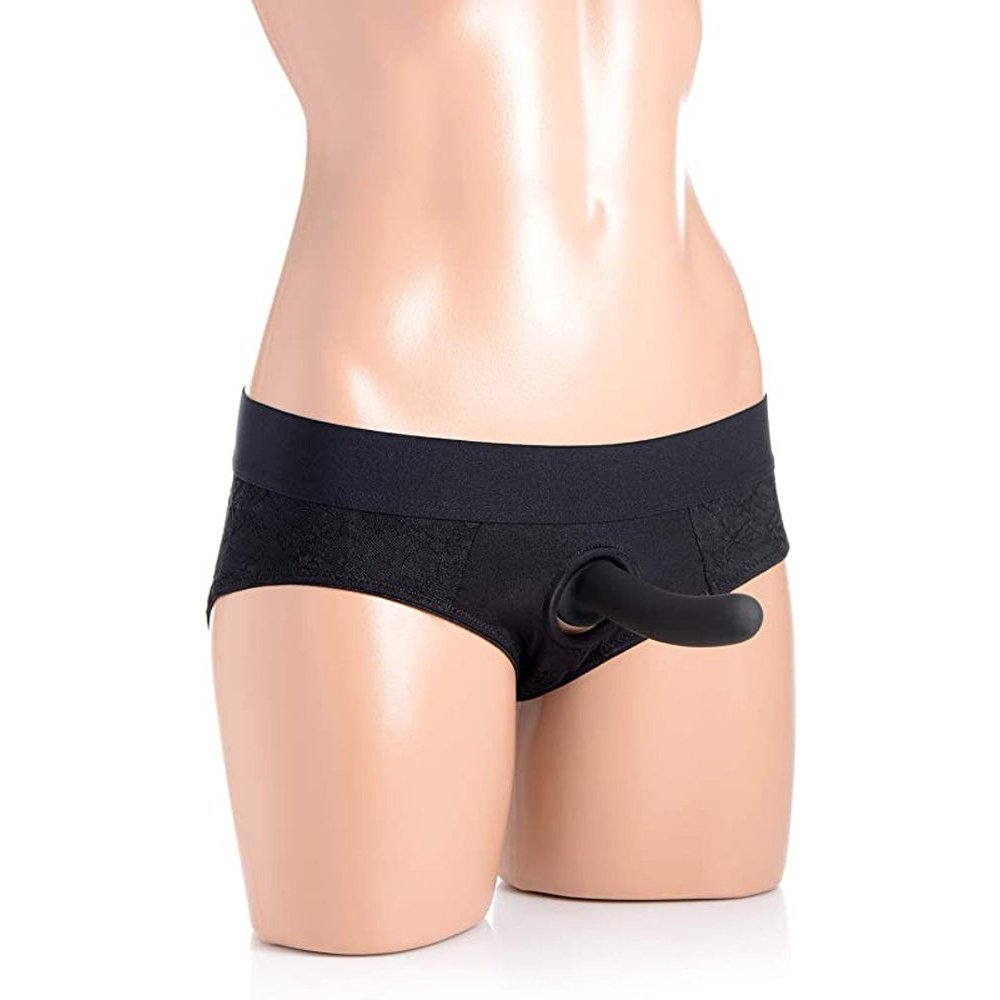 Lace Envy Crotchless Panty Harness - 2xl - Black SU-AG453-2XL