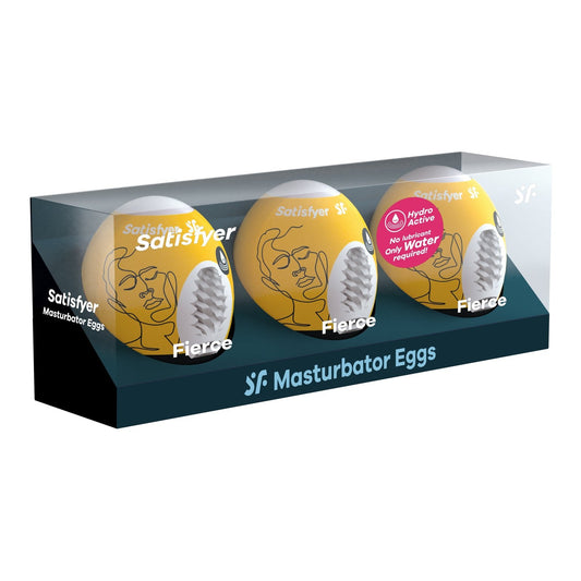 3 Pc Set Masturbator Egg - Fierce - Yellow SAT-9043460