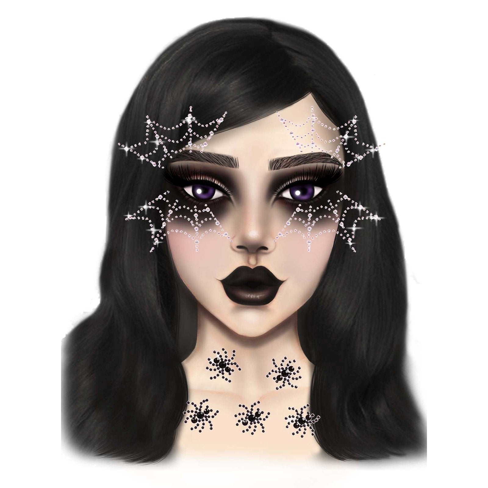 Spider Web Face Jewels Sticker LA-EYE047