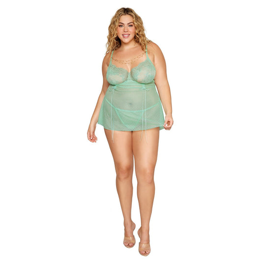 Babydoll and G-String - Queen Size - Seafoam DG-13410XSEAFQ