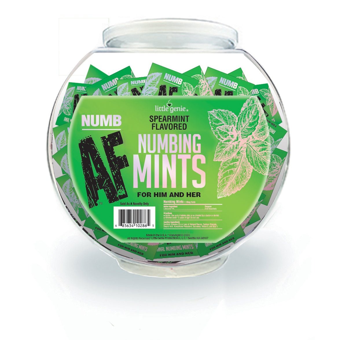 Numb Af - Spearmint Flavored Numbing Mints -  Display - 100 Pcs LG-BT608