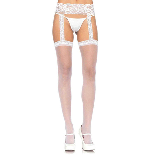 Sheer Thigh Highs - One Size - White LA-1767