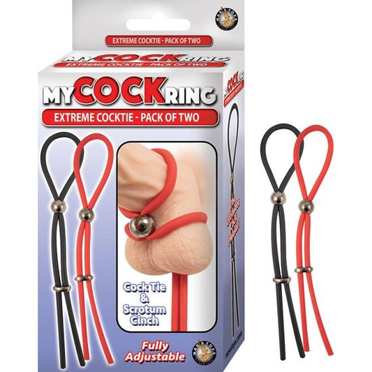 My Cockring Extreme Cocktie-Pack of Two - Black/ Red NW2867